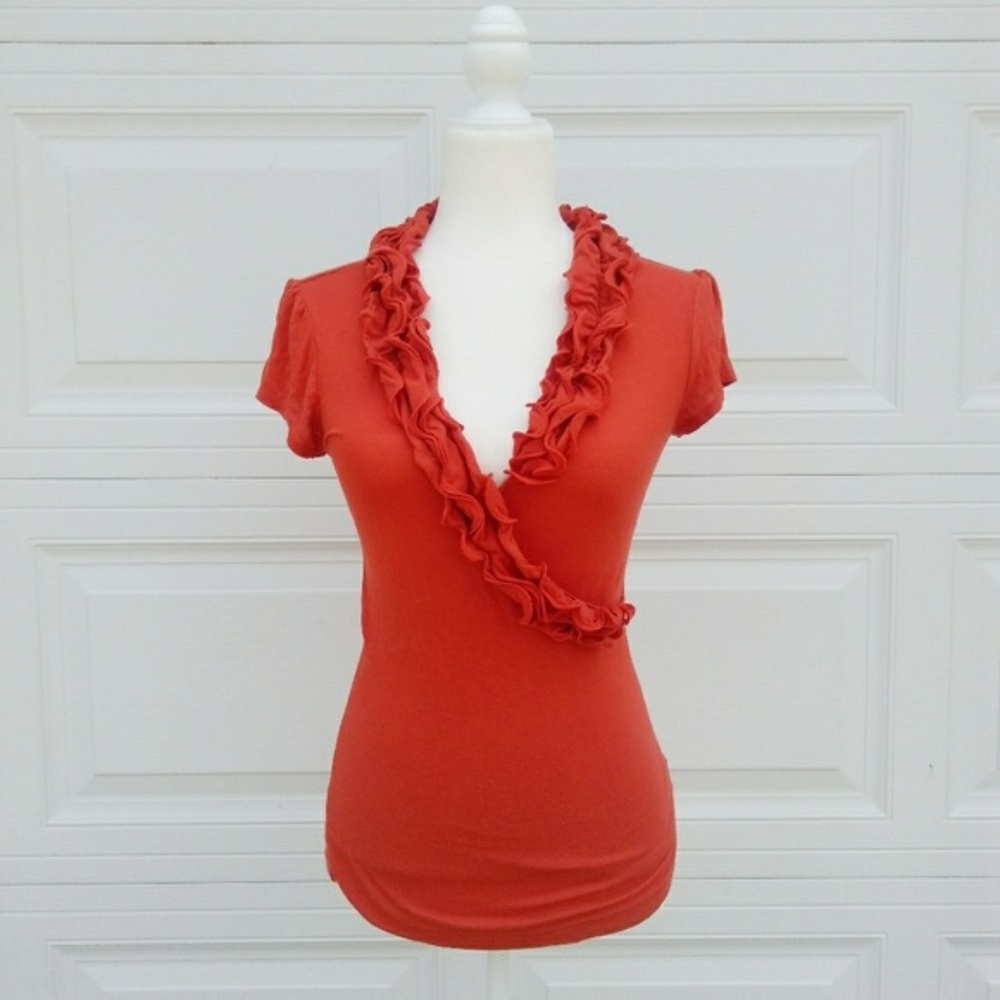 IN San Francisco small ruffled orange blouse